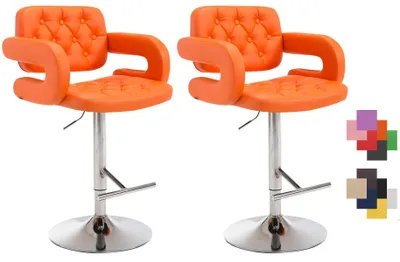 Produktbild von CLP 2er Set Barhocker Dublin höhenverstellbar und drehbar | Farbe orange