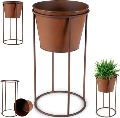 Produktbild von Vilde Übertopf Blumenübertopf auf einem Ständer Pflanzenständer aus Metall 44 cm