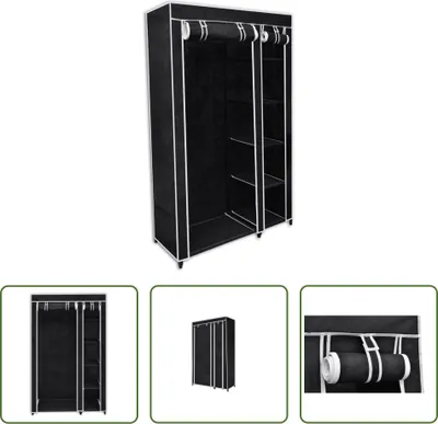 Immagine prodotto di The Living Store Armadio pieghevole in tessuto nero 110 x 45 x 175 cm