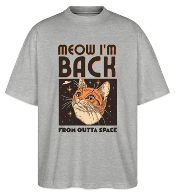 Produktbild von Spreadshirt Lustiges Weltraum Katzen Motiv Oversize Uni T-Shirt, L, Grau meliert