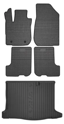 Productafbeelding van Rubberen automatten + kofferbakmat voor Dacia Sandero II 2013-2019 (hatchback) – 5-delig, zwart, op maat – Wielganizator SolidPRO
