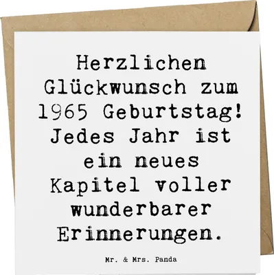 Produktbild von Mr. & Mrs. Panda Klappkarte Spruch 1965 Geburtstag - Weiß - Geschenk, Glückwunschkarte, Nähe zu Lieben, Happy Birthday, wunderbare Erinnerungen, doppelkarte, anlasskarte