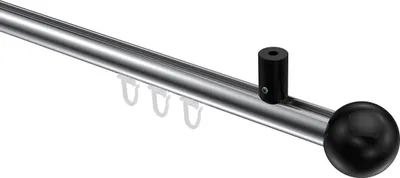 Produktbild von Interdeco Innenlaufstange / Gardinenstange mit Innenlauf Chrom / Schwarz, Typ Sonius Luino (Kugel) Deckenmontage, 20 mm Ø 1-läufig, 240 cm