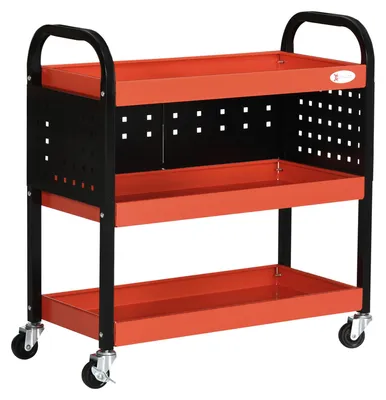 Image de Chariot d'outils avec trois étagères et parois perforées, mobile, capacité de charge jusqu'à 100 kg