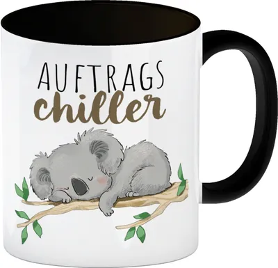 Produktbild von Koala Kaffeebecher in schwarz mit Spruch Auftragschiller