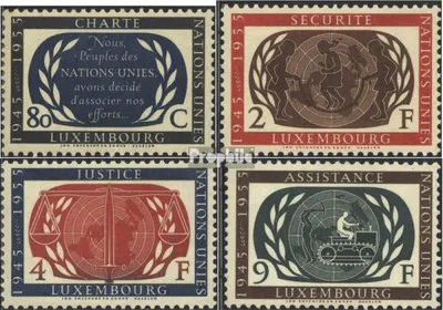 Produktbild von Briefmarken Luxemburg 1955 Mi 537-540 (kompl.Ausg.) postfrisch Vereinte Nationen