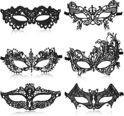 Image de 6 masques noirs pour femmes, pour le carnaval et Halloween