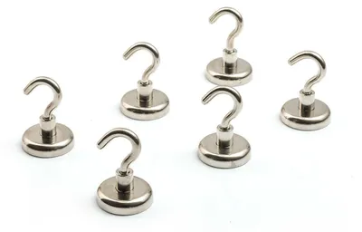 6x Magnet Haken Neodym Magnethaken 34KG Haftkraft Extra Stark Kühlschrank Tafel – Produktansicht