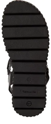 Produktbild von Tamaris Damen Sandale aus Leder mit gekreuzten Riemen und Plateau 1-28705-44, Größe:41 EU, Farbe:Schwarz