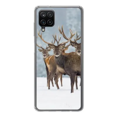 Produktbild von MuchoWow® Handyhülle Schutzhülle Hülle für Samsung Galaxy A12 Hirsche - Tiere - Schnee - Winter - Landschaft - Natur Silikon Softcase Handy Hülle - Bild