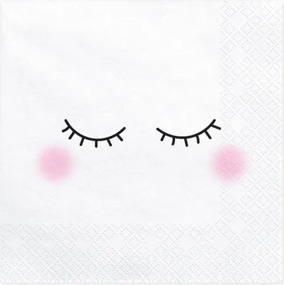 Image de Serviettes 33x33cm avec motif visage 20 pièces blanc / rose