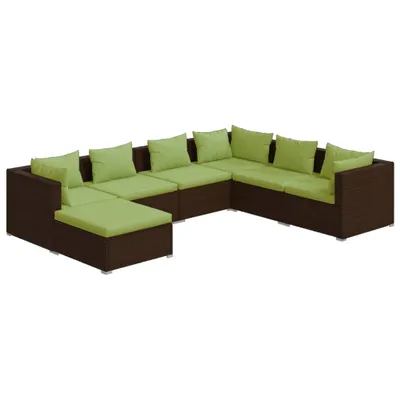 Produktbild von vidaXL 7-tlg. Garten-Lounge-Set mit Kissen Poly Rattan Braun