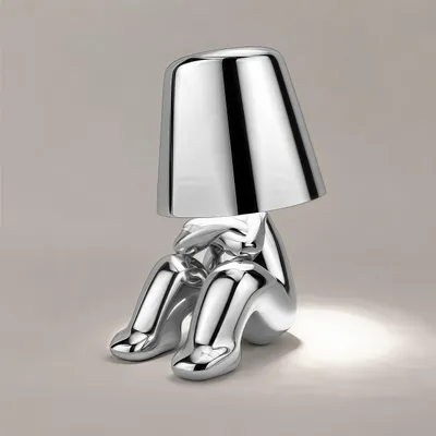 Produktbild von Thinker-Statue LED Nachttischlampe mit Touch-Steuerung,USB-Aufladung,3 Helligkeitsstufen,Kabellose Dimmbare Tischlampe,Dekorative  Nachtlicht(SilverC)