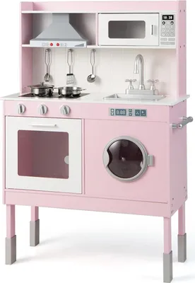 Immagine prodotto di Cucina per bambini COSTWAY con accessori da gioco, cucina da gioco in legno con cappa aspirante e lavatrice, suoni e luci reali, set da gioco di cucina per bambini a partire dai 3 anni, rosa (71 x 29 x 101 cm)