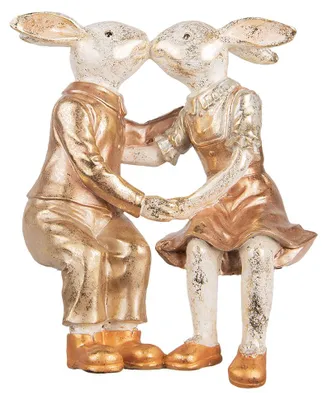 Productafbeelding van Clayre & Eef Decoratieve figuur, konijn, 32x17x35 cm, beige, roze, kunststof