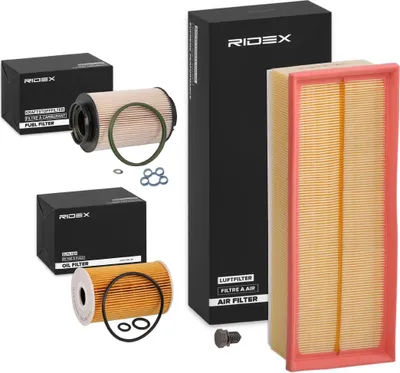 Produktbild von RIDEX Filterset Inspektionspaket Filtersatz für VW GOLF VI (5K1) Golf V Schrägheck (1K1) TOURAN (1T1, 1T2) Passat Variant (3C5) für AUDI A3 Sportback
