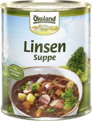 Produktbild von ÖKOLAND Linsensuppe mit Würstchenscheiben - 800g