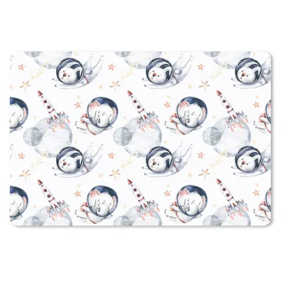 Produktbild von MuchoWow® Schreibtischunterlage Muster - Rakete - Tiere - Mädchen - Jungen - Kinder - Kinder 60x40 cm - XXL Mauspad - Großes Mauspad