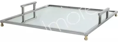 Image de Miroir carré, forme tablette, verre, acier inoxydable (SS/NI), dimensions 40x40x7 cm
