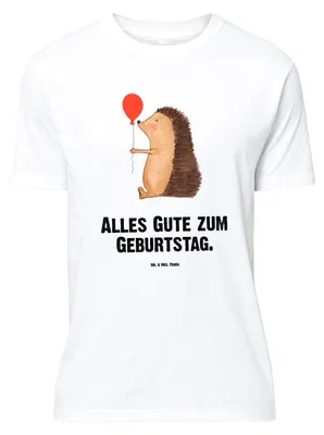 Produktbild von Mr. & Mrs. Panda Größe M T-Shirt Igel Luftballon - Weiß - Geschenk, Herzlichen Glückwunsch, Lustige Sprüche, mit Spruch, Geburtstag, Tshirt, Herren, Happy Birthday, Shirt