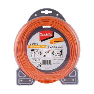 Zdjęcie produktu dla Żyłka tnąca Makita, cicha (przekrój koniczyny) 2,4 mm - 30 m - pomarańczowa