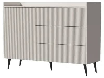 Produktbild von Ademo Kommode 126 cm mit 1 Tür und 3 Schubladen – Kaschmir