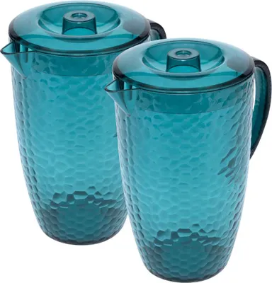 Produktbild von OTIX Kunststoff-Krug-Set mit 2 Wasserkrügen mit Deckel Limonadenkrug Karaffe Blau 2l HARBOR