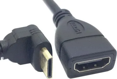 Produktbild von Mini HDMI Kabel Stecker 90° gewinkelt zu HDMI Buchse 16 cm