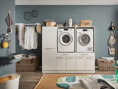 Produktbild von Waschmaschinenumbauschrank >LAUNDREEZY< in weiß - 185x162x67,5 (BxHxT)