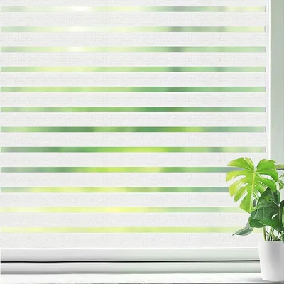 Imagen del producto de Película para ventanas, película opaca autoadhesiva para privacidad, con rayas, ideal para oficinas, hogares y cocinas (60 x 200 cm)