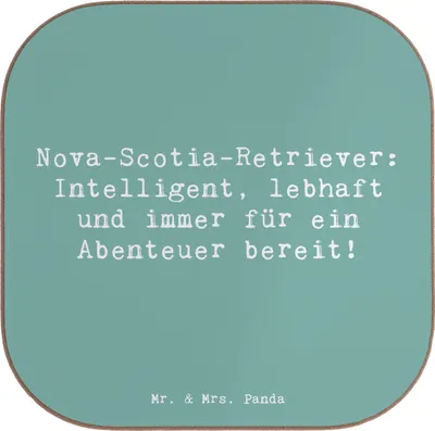 Produktbild von Mr. & Mrs. Panda Untersetzer Glas Spruch Nova Scotia Duck - Meeresbrise - Geschenk, Getränkeuntersetzer, Tassenuntersetzer, für Gläser, Hunderassen Beschreibung, Hund