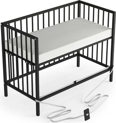 Produktbild von Beistellbett 60x120 cm mit Matratze & Umbauseite -BLACK EDITION - Dreamy 4 in 1 Bett
