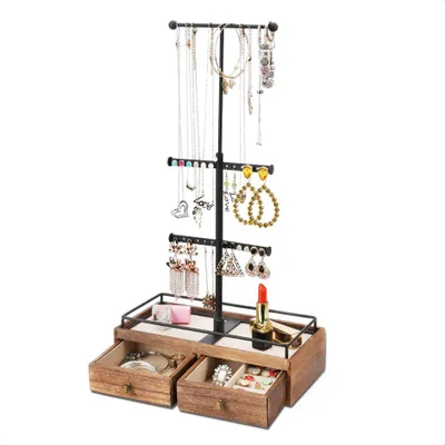 Produktbild von Confibel stojan na šperky - držiak na šperky - organizér šperkov - držiak na hodinky/náramky/náhrdelníky - stojan na šperky - 26 x 13 x 48 cm