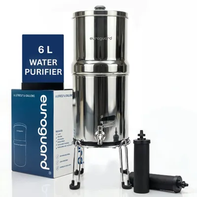 Schwerkraft-Wasserfilter Edelstahl 6 l mit Halter