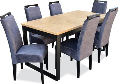 Immagine prodotto di Set da pranzo classico tavolo rettangolare 6 sedie gruppo di poltrone 7 pezzi.