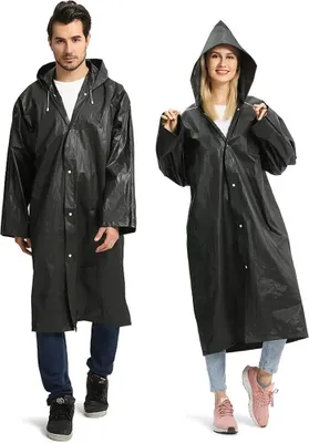 Produktbild von 2er-Pack Regenmäntel für Erwachsene, wiederverwendbare EVA-Ponchos, leichte Regenmäntel, wasserdichte Regenbekleidung für Damen und Herren