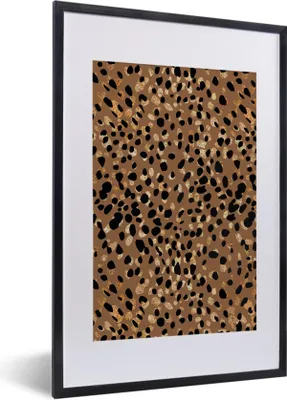 Produktbild von MuchoWow® Gerahmtes Poster Leopard - Tiermuster - Braun - Gold 40x60 cm - Poster mit Schwarzem Bilderrahmen Wandposter Rahmen Foto Bilder - Poster in Rahmen
