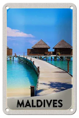 Produktbild von Blechschild Reise 12x18cm Malediven Insel Urlaub Meer Schild