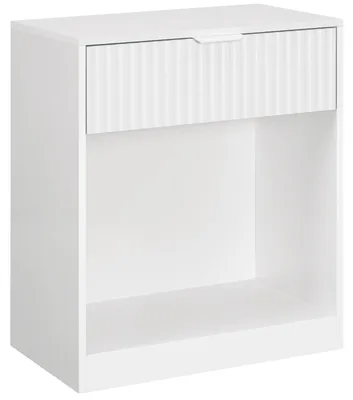 Nachttisch mit Wellenfront, Schublade und Fach, 50x30x60 cm, weiß