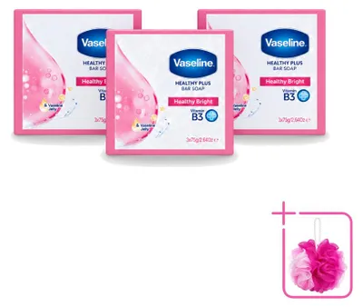 Produktbild von 3 x Vaseline Healthy Bright Seifenstück - Reinigend und pflegend - 75 g - Sparpackung - 3 Stücke