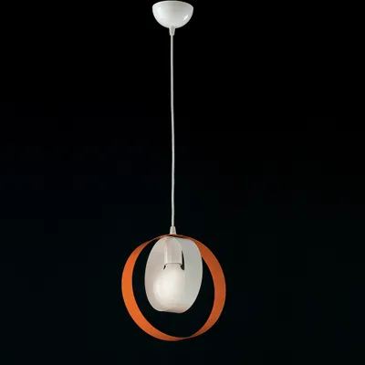 Immagine prodotto di Sospensione Moderna 1 Luce Cerchi Ferro Bianco e Arancio Serie Bolla