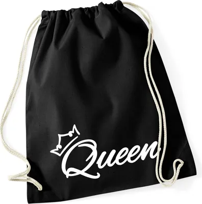 Produktbild von Huuraa Turnbeutel Queen Krone 12 Liter Black Baumwolle Rucksack Geschenkidee