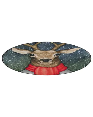 Obrázek produktu pro BELIANI Koberec vícebarevný polyester 120 x 120 cm s nízkým vlasem, vánoční potištěný