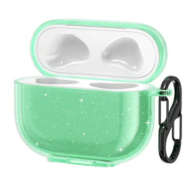 Produktbild von kwmobile Hülle kompatibel mit Apple AirPods 3 Hülle - Glitzer Case aus TPU Silikon - Kopfhörer Schutzhülle - Tasche in Grün Transparent