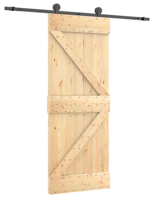 Produktbild von vidaXL Schiebetür Natürlich und Schwarz 85 x 210 cm Massivkiefer