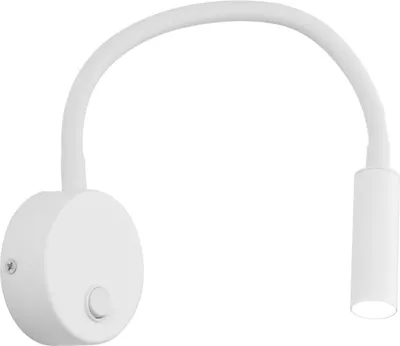 Obrázek produktu pro Nástěnné svítidlo kovové G9 ohebné rameno V: 45 cm s vypínačem bílé Nástěnné světlo
