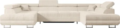 Produktbild von ALTDECOR Ecksofa in U-Form mit Schlaffunktion und Bettkasten GUSA-U - 342x202x107 cm Beige - Corner Sofa Bett Eckcouch Couch L-Form Schlafcouch Ausziehbar Wohnlandschaft Schlafsofa Cauchsofa