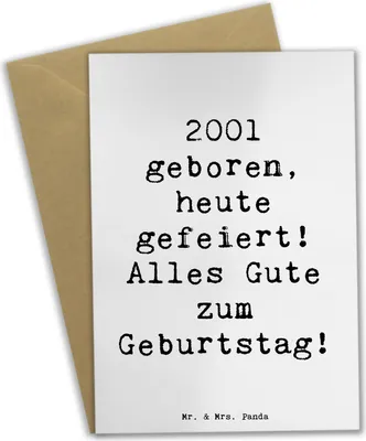 Produktbild von Mr. & Mrs. Panda babykarte Spruch 2001 Geburtstag - Weiß - Geschenk, einladungskarten, Geburtsjahr, weihnachtskarten, Alter, im Jahr, Glückwunsch, osterkarte, Grußkarten