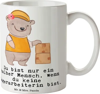 Produktbild von Mr. & Mrs. Panda Kaffeetasse Lagerarbeiterin Herz - Weiß - Geschenk, Witzig, Kaffeepott, Teetasse, Spruch, Kaffeebecher, Ausbildung, Lustig, Becher, Tasse