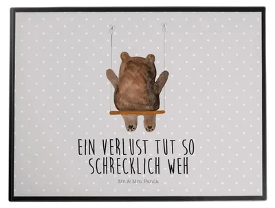 Produktbild von Mr. & Mrs. Panda Schreibunterlage Bär Schaukel - Grau Pastell - Geschenk, schreibtischschutz, schreibtischunterlage, Teddy, schreibtischunterlagen, tischpad, malunterlage